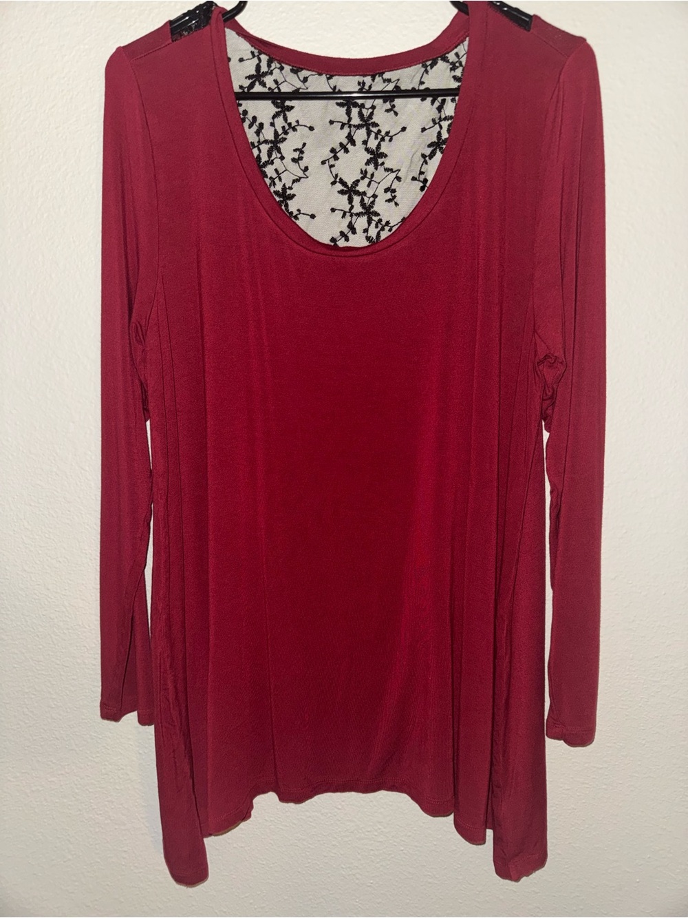 Torrid Red Sheer Black Lace Long Sleeve